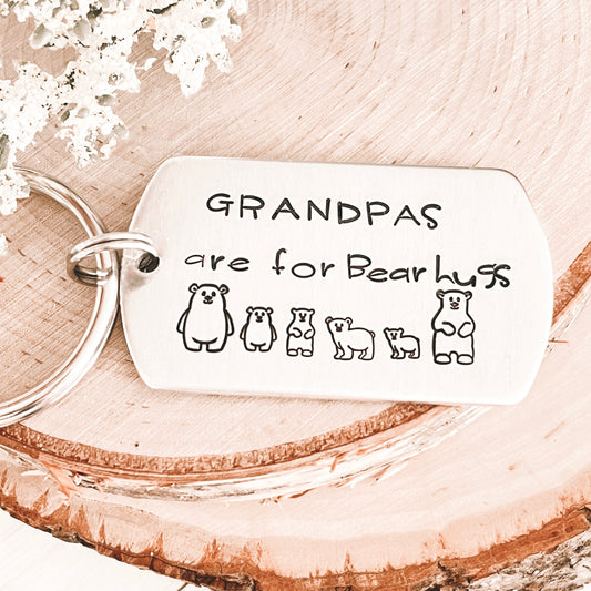 BEAR HUGS DOG TAG KEYCHAIN