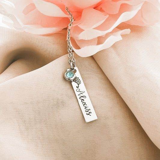 VERTICAL BAR BIRTH FLOWER NECKLACE